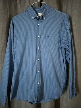 Dockers Blue Micro-Check Button-Down Dress Shirt